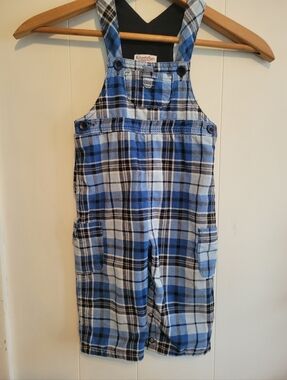 KiteStrings by Hartstring Blue Plaid Overalls Size 18 Months